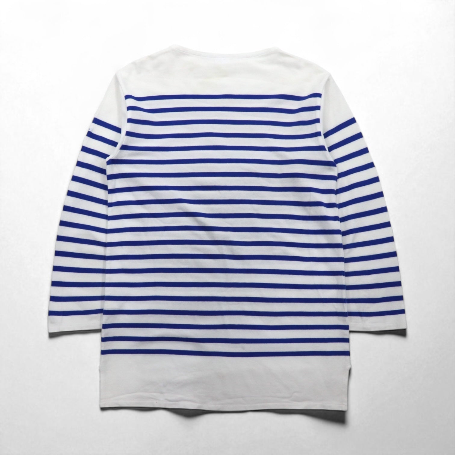 ORCIVAL Big Cotton Road French Basque Shirt, Size 2XL, White and Blue, Boat Neck, Made in France