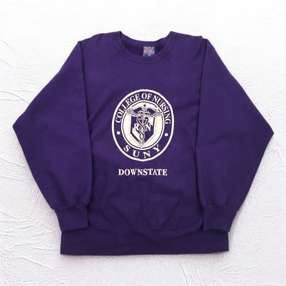 MV SPORT 90年代 リバースウィーブ PRO-WEAVE カレッジプリント スウェット XL パープル 裏起毛 DOWNSTATE