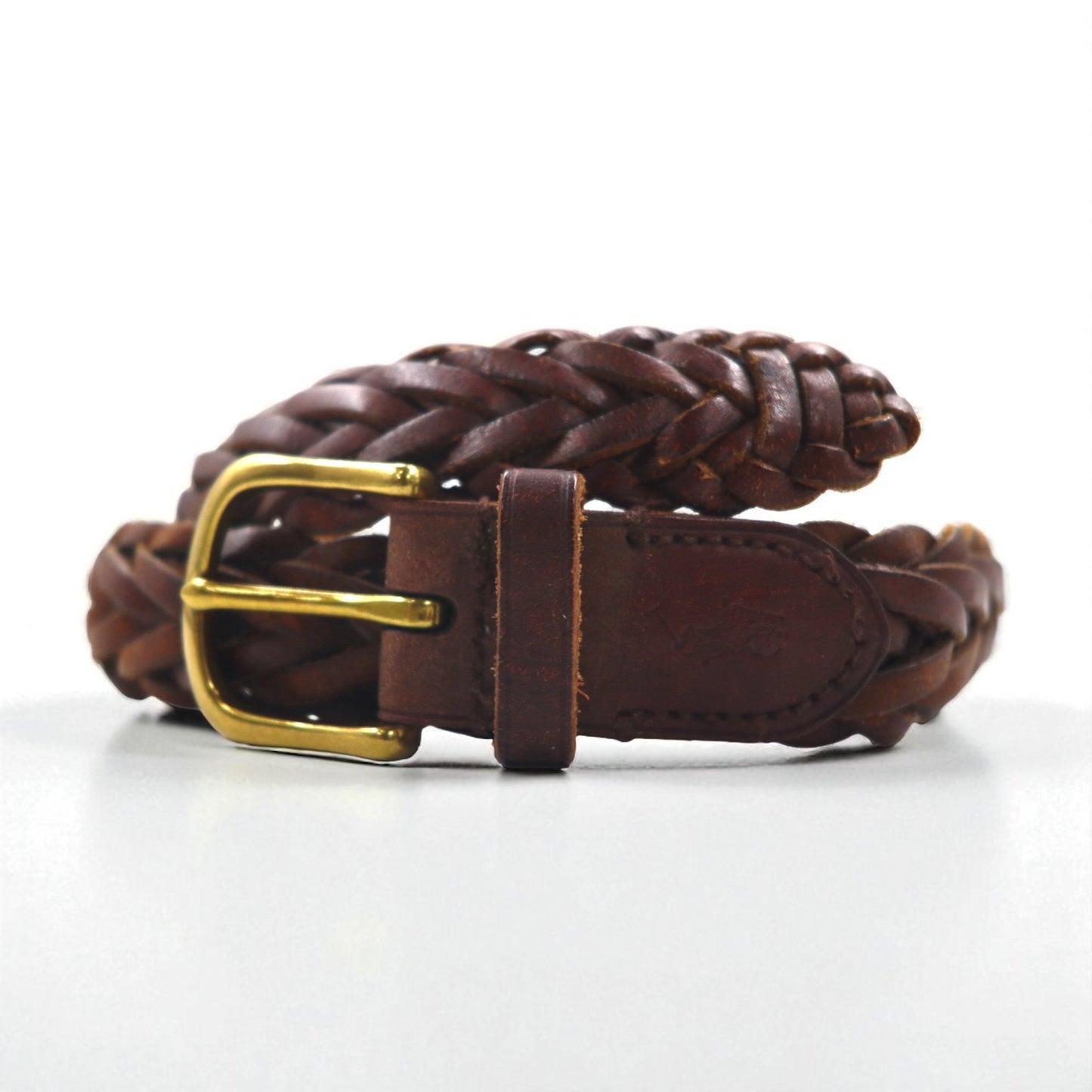 Polo Ralph Lauren 編み込み イントレチャート ベルト ブラウン ゴールド メッシュ レザー 405110774-213