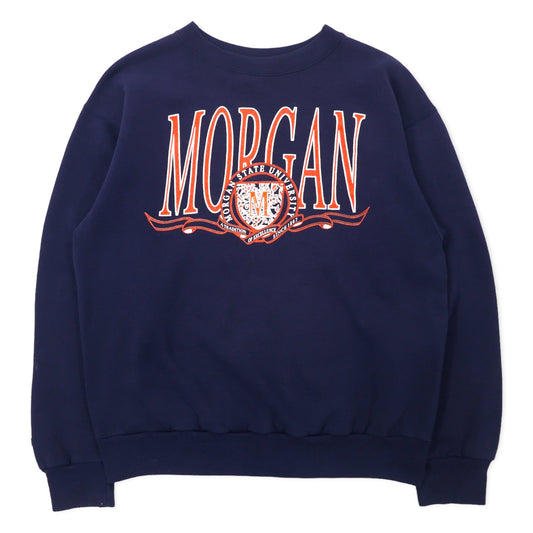 JAN SPORT USA製 90年代 カレッジ プリント スウェット L ネイビー コットン MORGAN STATE UNIVERSITY