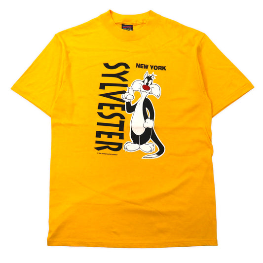 SOFFE'S USA製 90年代 キャラクタープリントTシャツ L イエロー コットン TIME-WARNER ENTERTAINMENT シルベスターキャット LOONEY TUNES ビッグサイズ