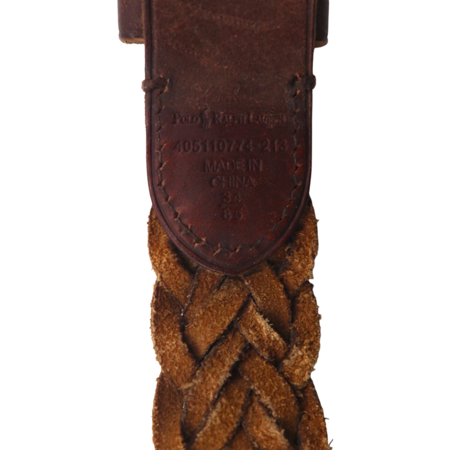 Polo Ralph Lauren 編み込み イントレチャート ベルト ブラウン ゴールド メッシュ レザー 405110774-213