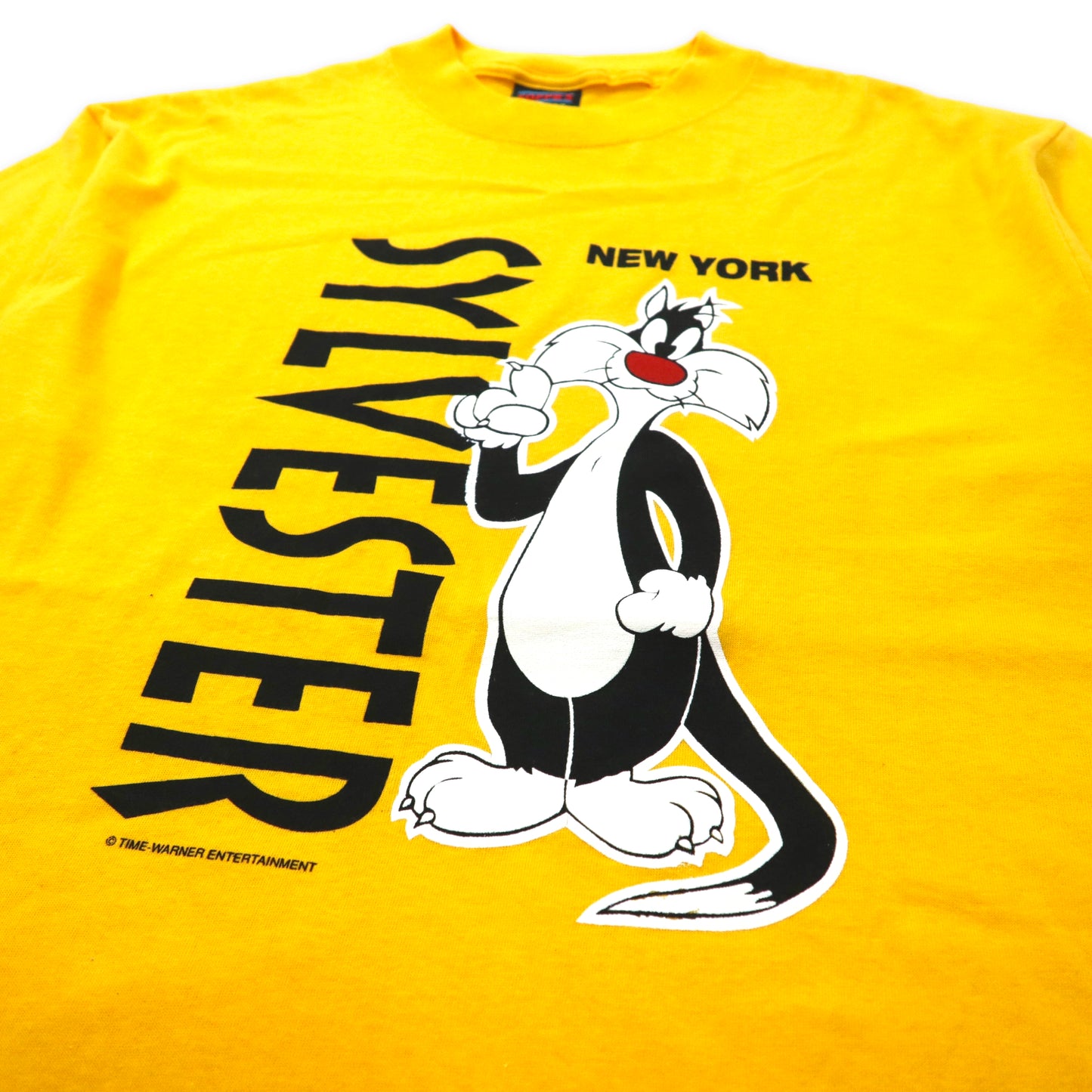 SOFFE'S USA製 90年代 キャラクタープリントTシャツ L イエロー コットン TIME-WARNER ENTERTAINMENT シルベスターキャット LOONEY TUNES ビッグサイズ