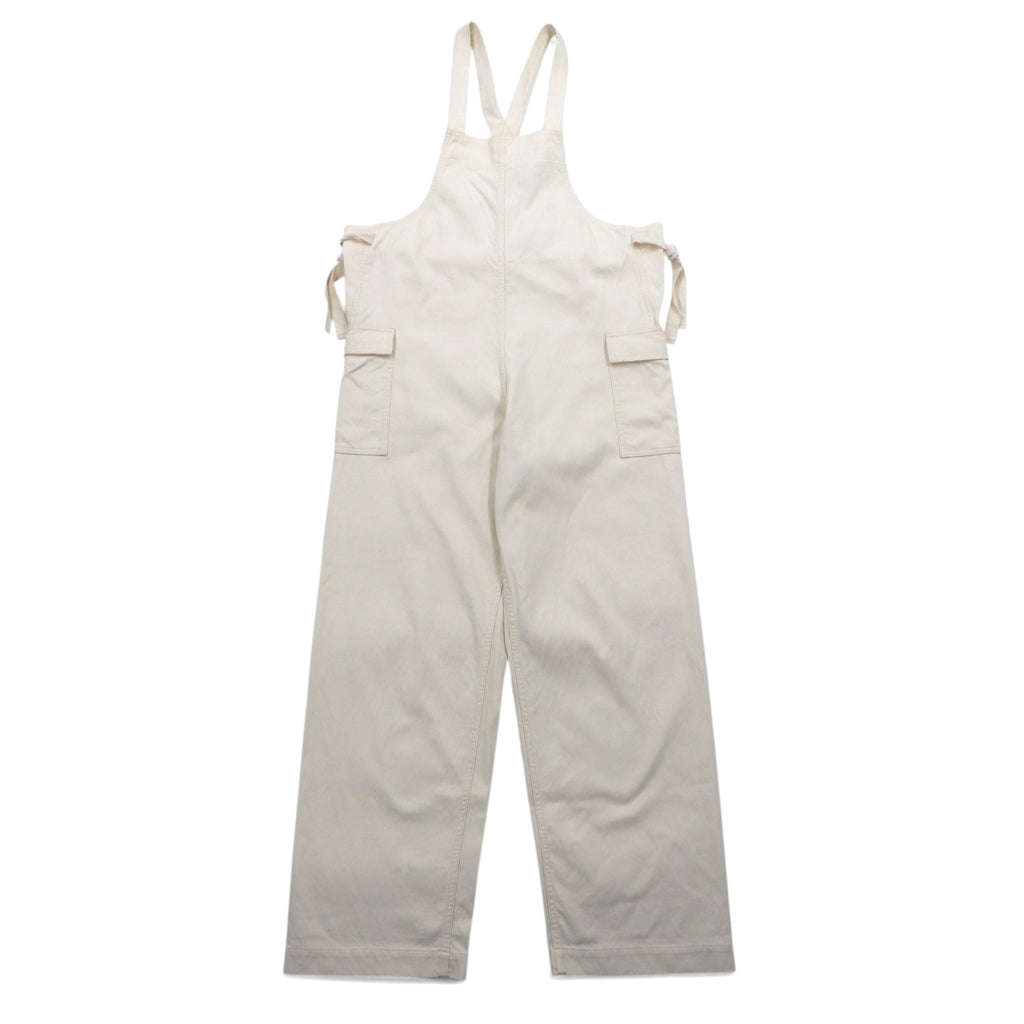 日本然リトテ-古着オンライン-unused オーバーオール M ナチュラル ホワイト コットン 日本製 UW0909-