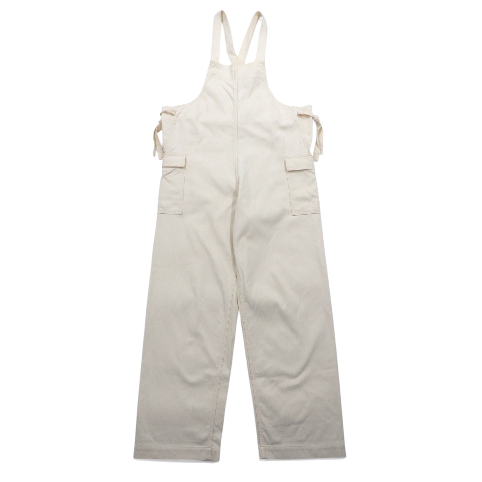 日本然リトテ-古着オンライン-unused オーバーオール M ナチュラル ホワイト コットン 日本製 UW0909-