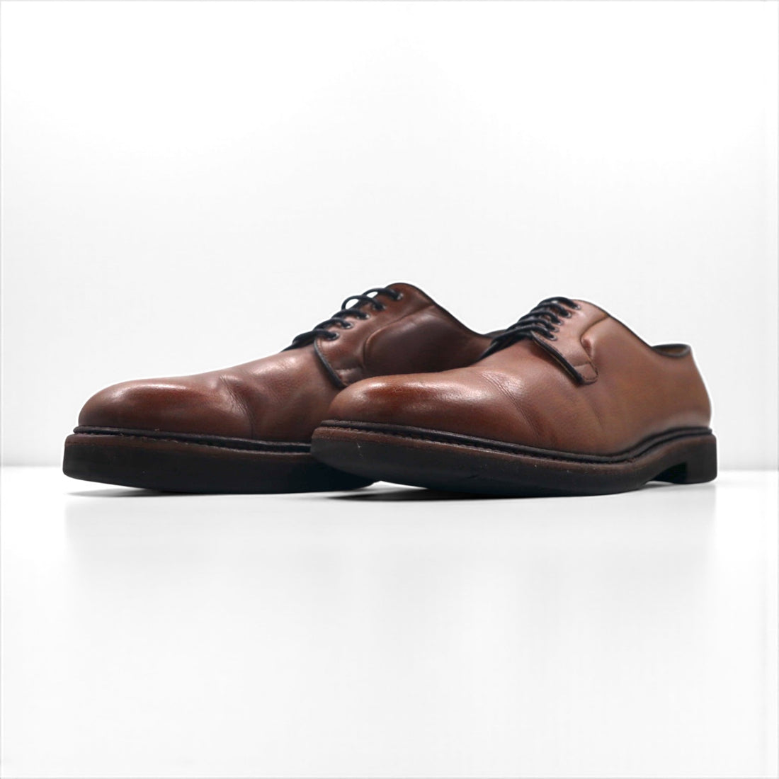 McMAHAN SHOES Plain Toe Dress Shoes, Size 27cm, Brown Leather, Vibram Sole