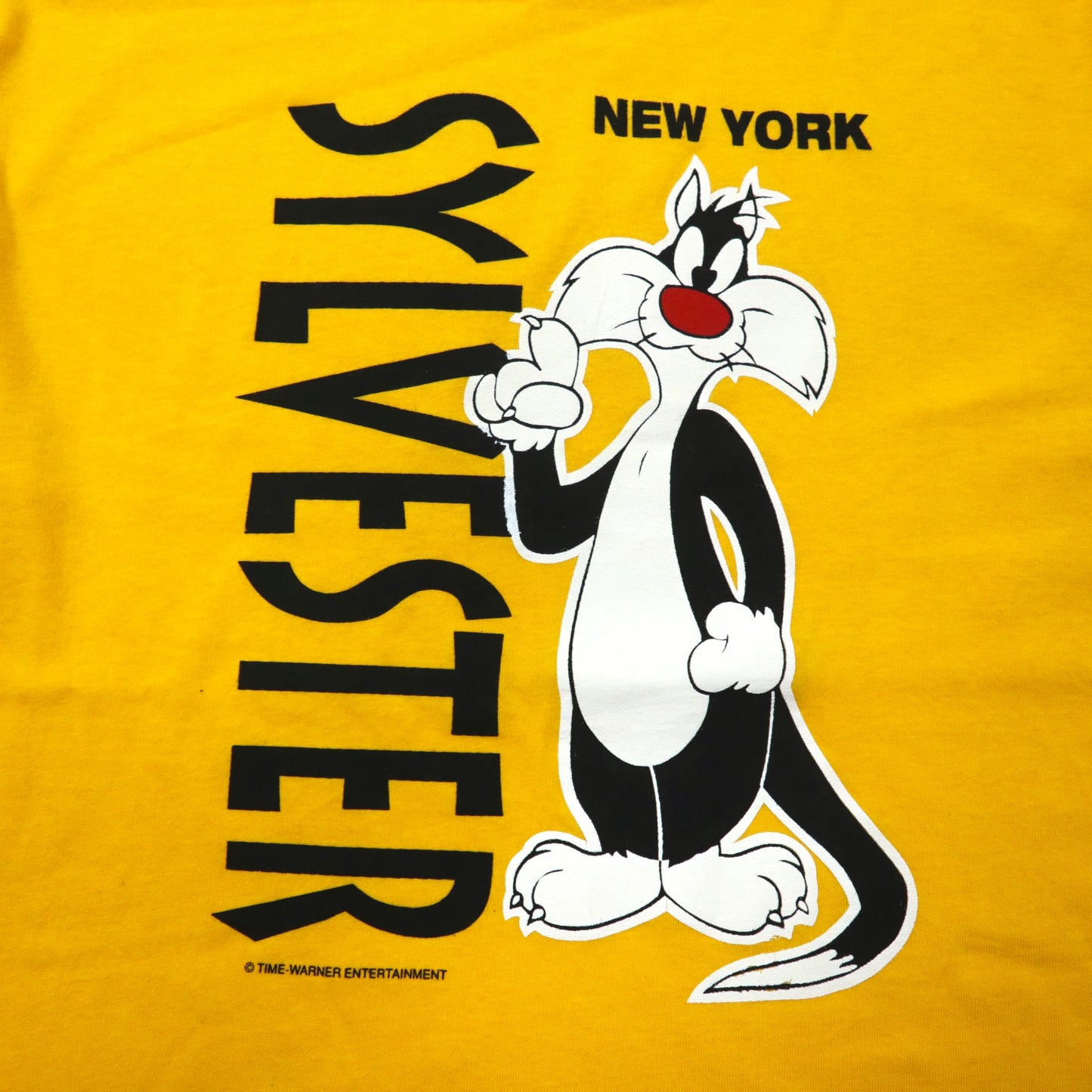 SOFFE'S USA製 90年代 キャラクタープリントTシャツ L イエロー コットン TIME-WARNER ENTERTAINMENT シルベスターキャット LOONEY TUNES ビッグサイズ