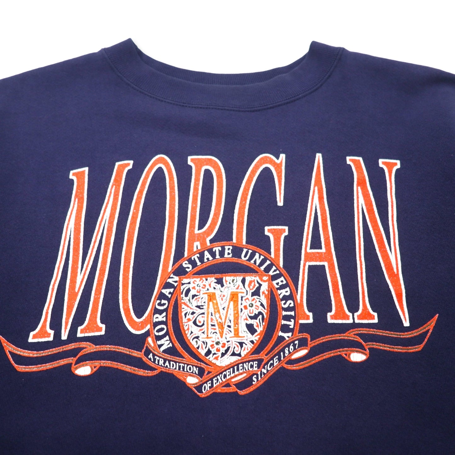 JAN SPORT USA製 90年代 カレッジ プリント スウェット L ネイビー コットン MORGAN STATE UNIVERSITY