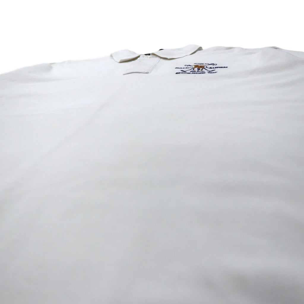 Polo by Ralph Lauren 90s Polo Shirt, XL, White, Cotton, Pique, Pony Embroidery, Made in Peru