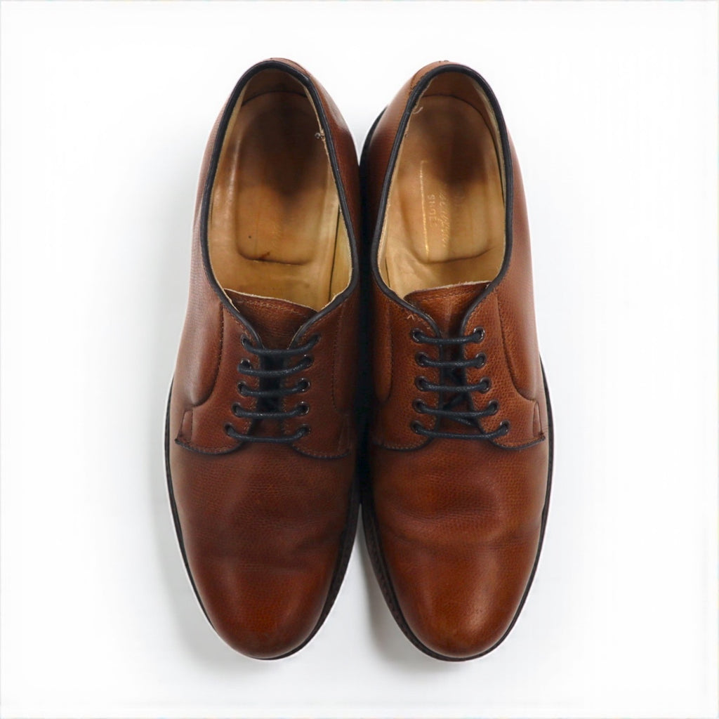 McMAHAN SHOES Plain Toe Dress Shoes, Size 27cm, Brown Leather, Vibram Sole