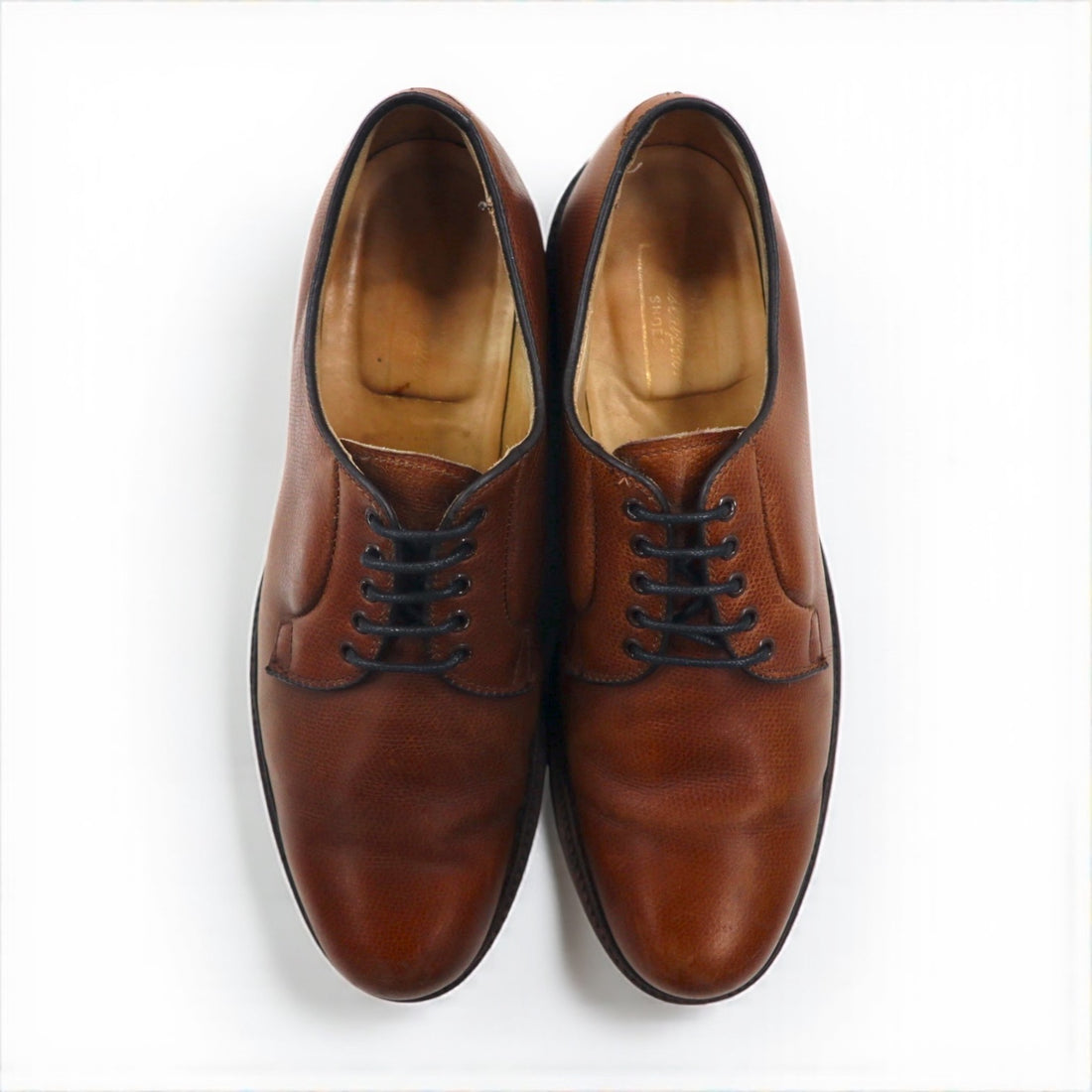 McMAHAN SHOES Plain Toe Dress Shoes, Size 27cm, Brown Leather, Vibram Sole