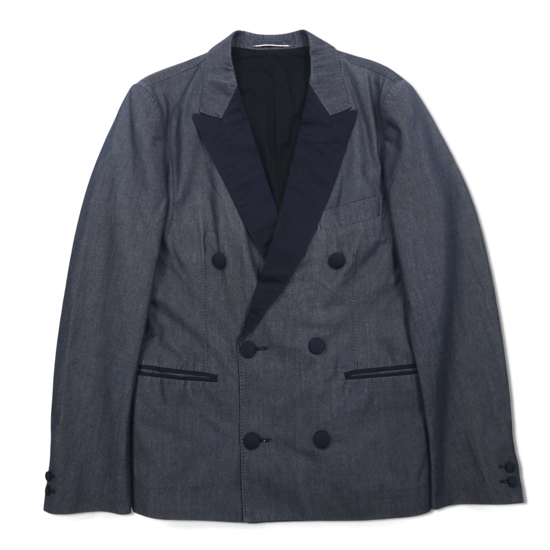 TOMORROWLAND Double Breasted Tailored Jacket Peak Lapel Blazer S Grey EXTRA EGYPTIAN COTTON