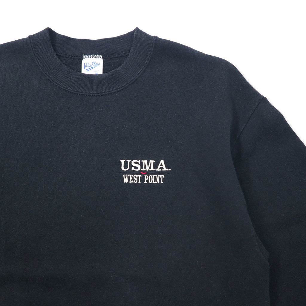 Velva Sheen USA Made 90s USMA Sweatshirt M Black Cotton