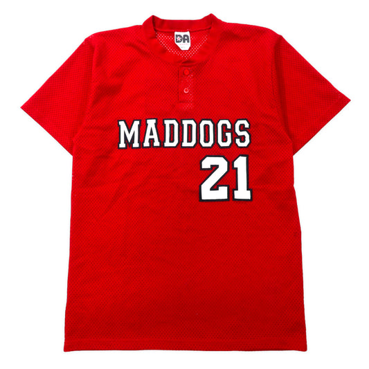 USA製 Don Alleson Athletic ベースボールシャツ ゲームシャツ L レッド ポリエステル メッシュ MAD DOGS ナンバリング