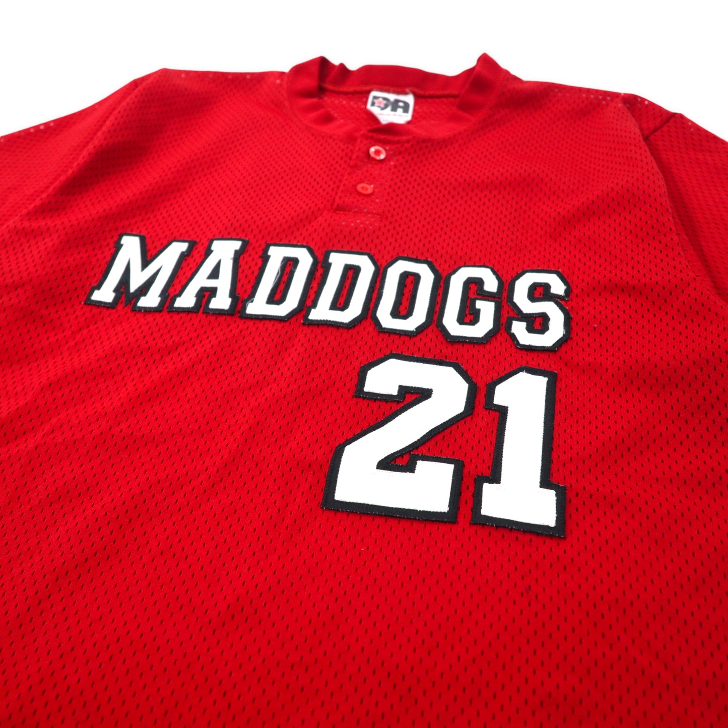 USA製 Don Alleson Athletic ベースボールシャツ ゲームシャツ L レッド ポリエステル メッシュ MAD DOGS ナンバリング