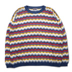 Vintage 90s Italy Made Retro Zigzag Pattern Sweater MARTINI コットン ニット  L マルチカラー ボーダー
