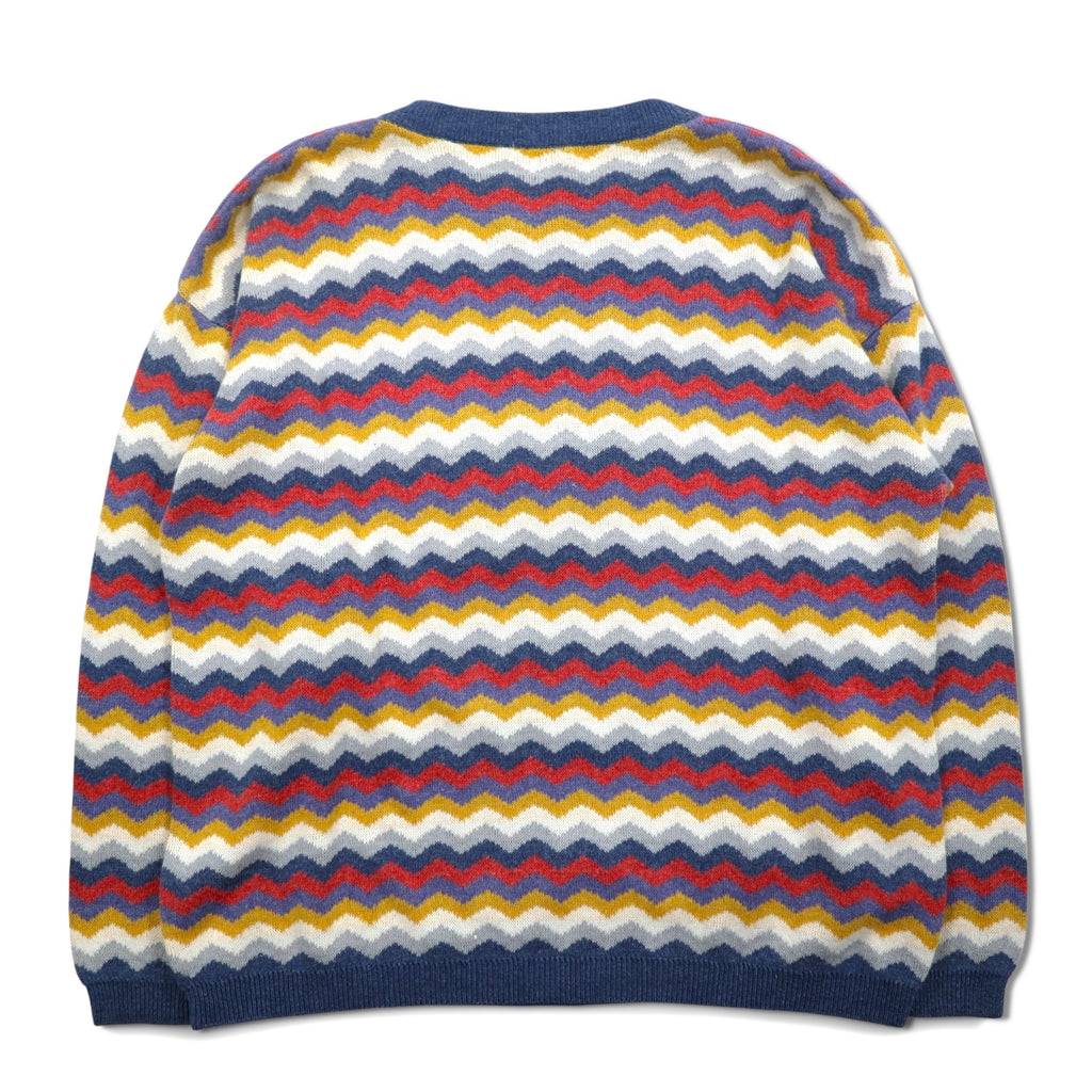 Vintage 90s Italy Made Retro Zigzag Pattern Sweater MARTINI コットン ニット  L マルチカラー ボーダー