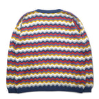 Vintage 90s Italy Made Retro Zigzag Pattern Sweater MARTINI コットン ニット  L マルチカラー ボーダー