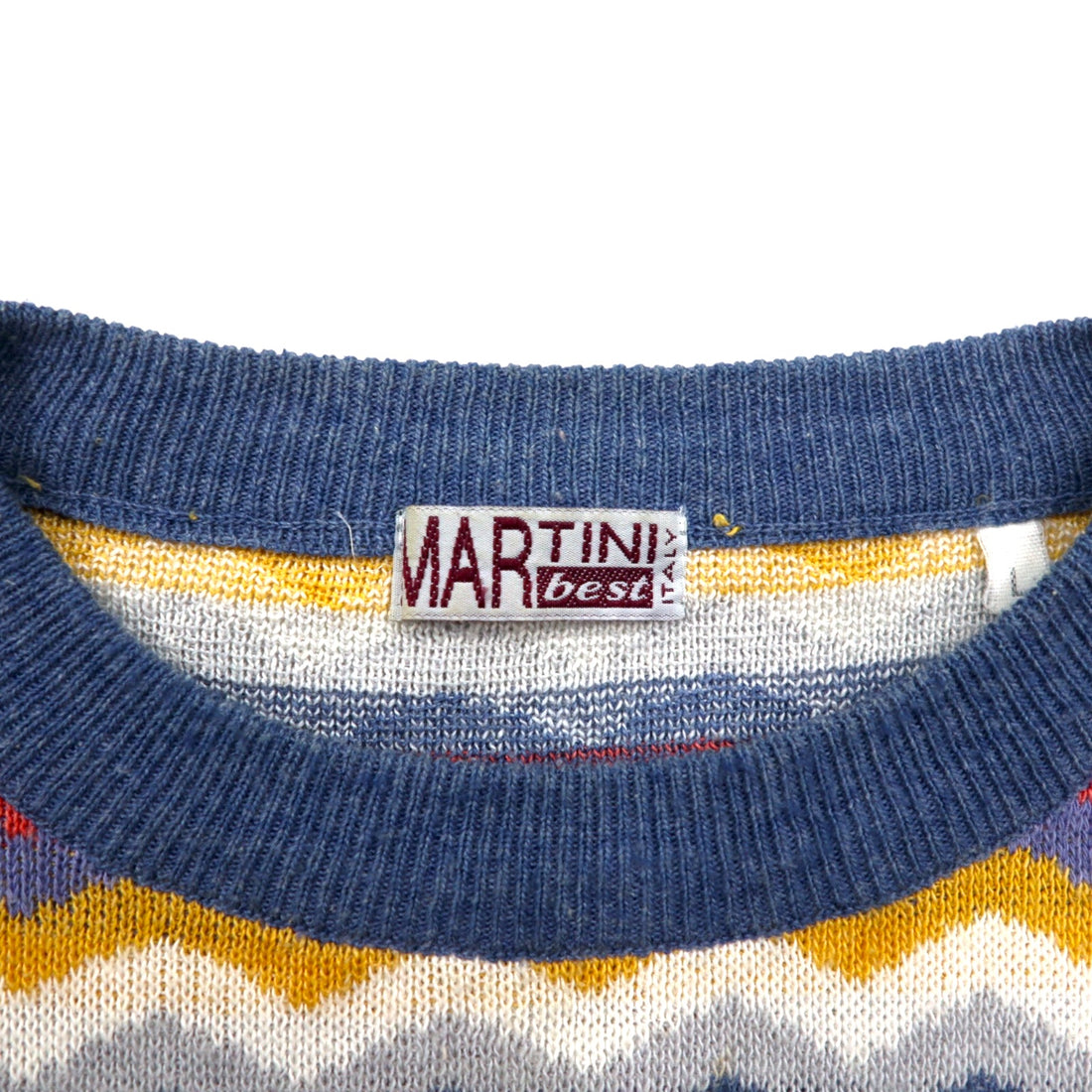 Vintage 90s Italy Made Retro Zigzag Pattern Sweater MARTINI コットン ニット  L マルチカラー ボーダー