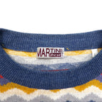 Vintage 90s Italy Made Retro Zigzag Pattern Sweater MARTINI コットン ニット  L マルチカラー ボーダー