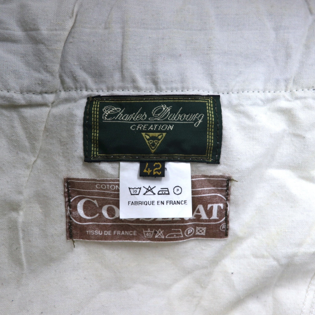 フランス製 80年代 Charles Dubourg テーパード コーデュロイパンツ L カーキ コットン COSSERAT 裾ジップ レザー パイピング DMCジップ