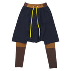 日本然リトテ-古着オンライン-FUMITO GANRYU ドッキング レイヤード サルエルパンツ 2 ネイビー ナイロン FU8-PA-03 日本製-FUMITO GANRYU Docking Layered Sarouel Pants 2 Navy Nylon FU8-PA-03 Japan Made