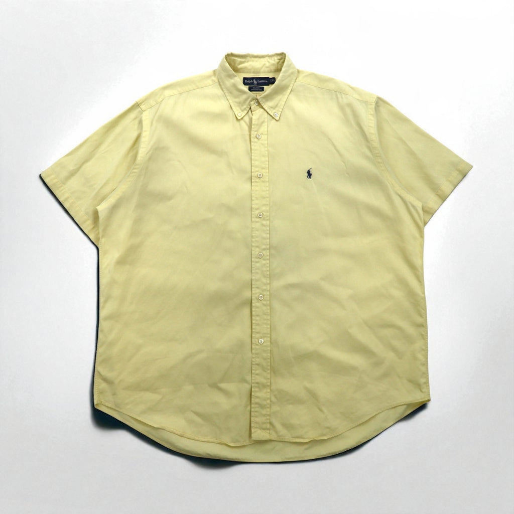 Ralph Lauren 90年代 BLAKE 半袖 オックスフォード ボタンダウンシャツ XL イエロー コットン スモールポニー刺繍