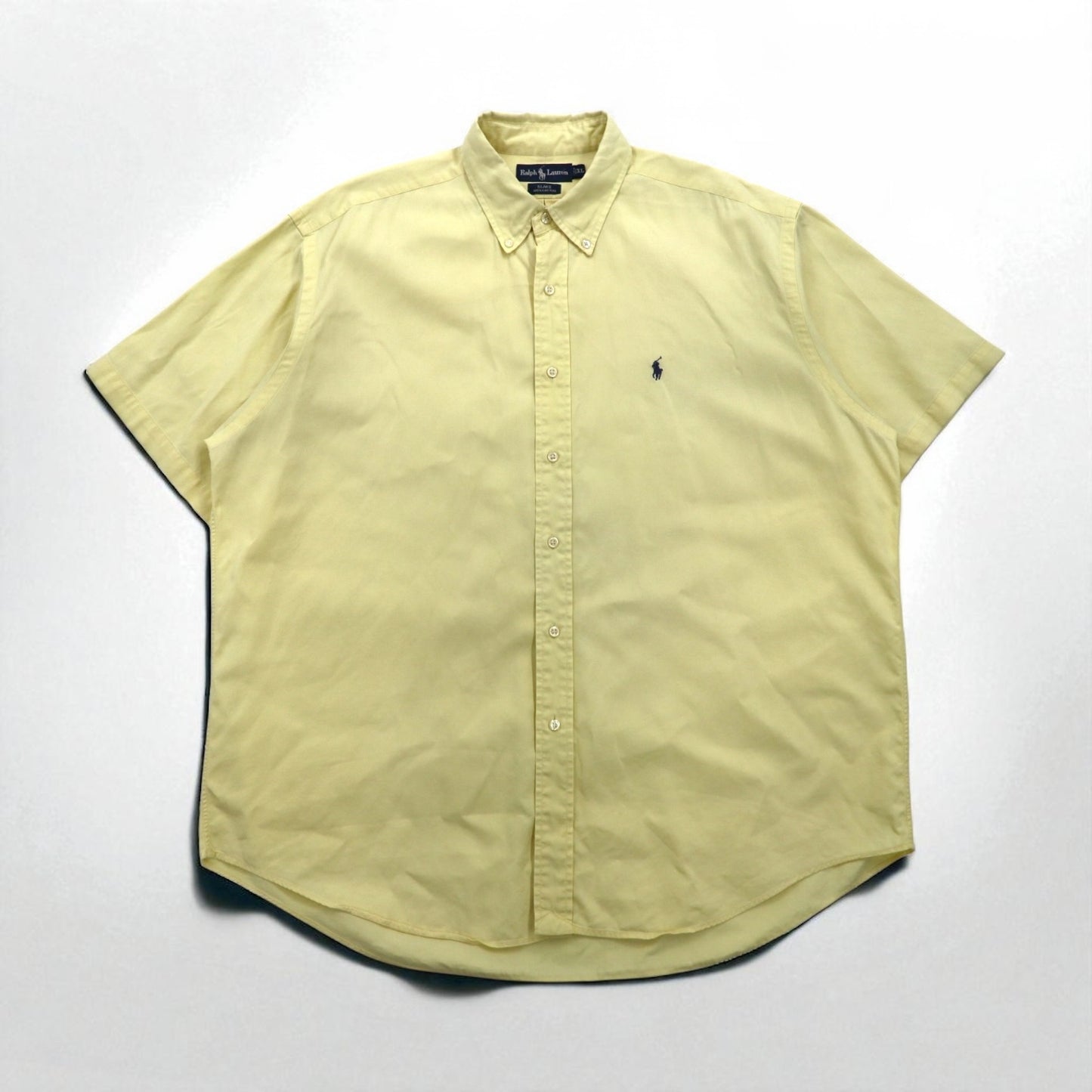 Ralph Lauren 90s BLAKE Short Sleeve Oxford Button-Down Shirt, Size XL, Yellow Cotton with Small Pony Embroidery