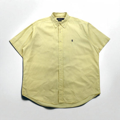 Ralph Lauren 90s BLAKE Short Sleeve Oxford Button-Down Shirt, Size XL, Yellow Cotton with Small Pony Embroidery