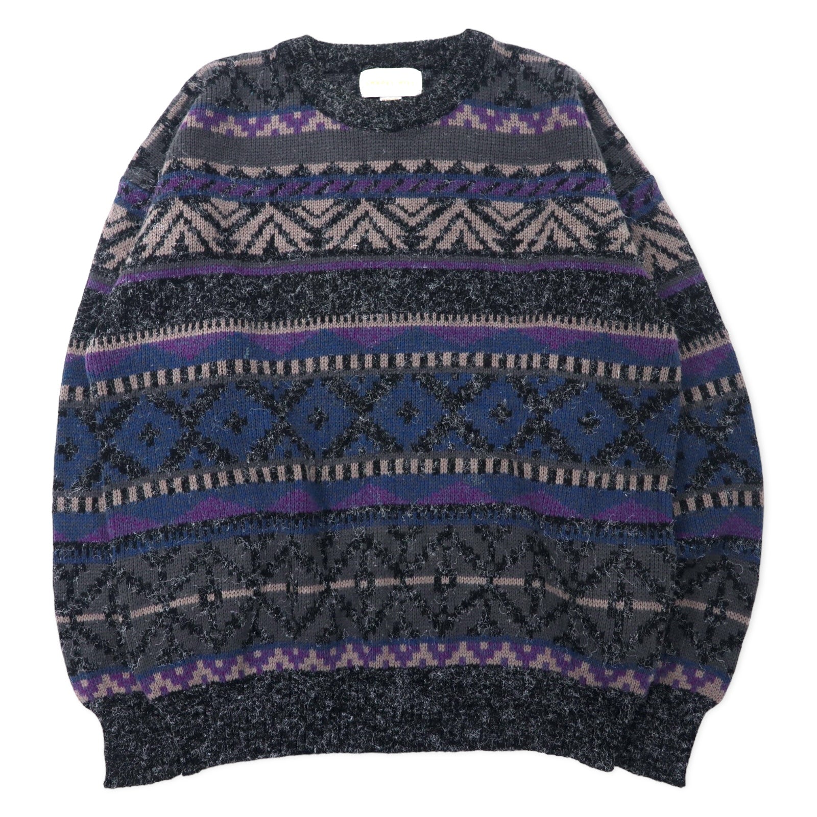 日本然リトテ-古着オンライン-CHAPEL HILL 90年代 総柄 アクリルニット セーター L グレー-Chapel Hill 90's Patterned Acrylic Knit Sweater L Gray