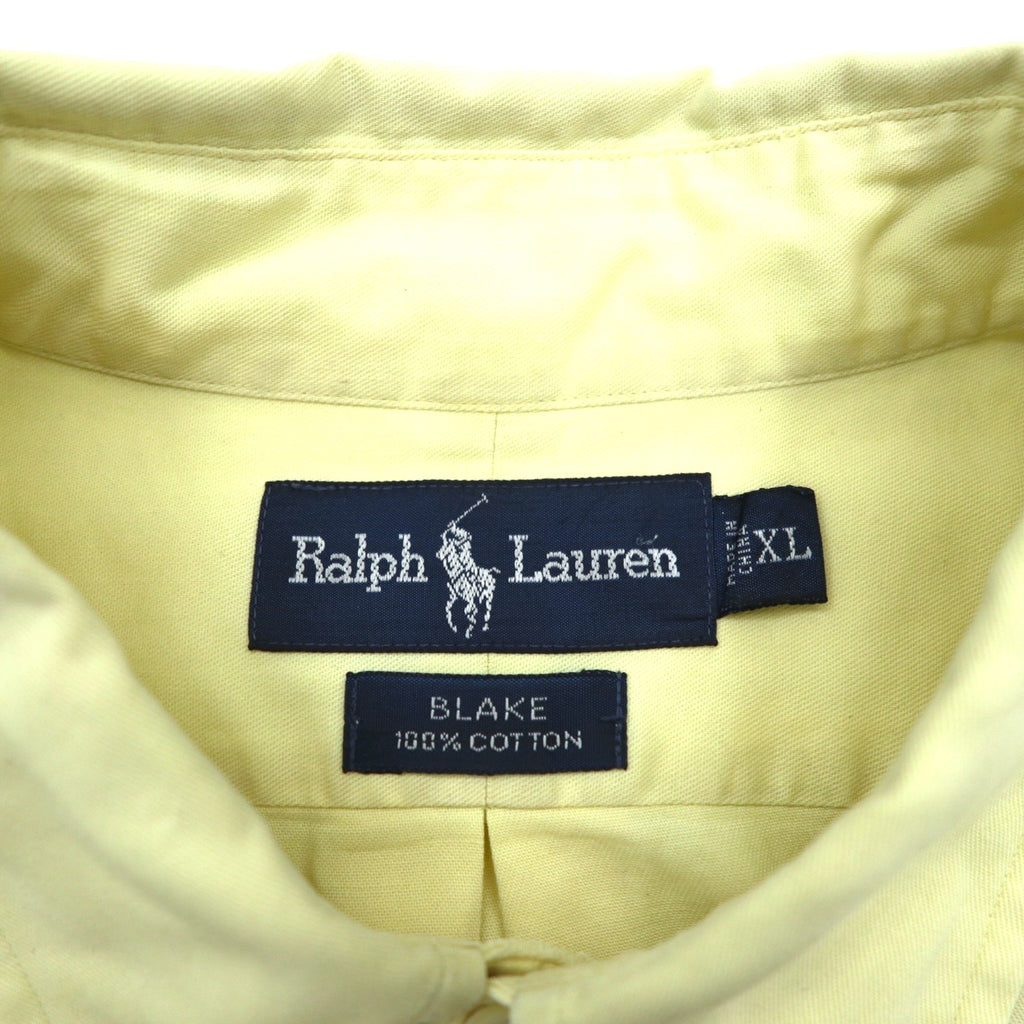 Ralph Lauren 90年代 BLAKE 半袖 オックスフォード ボタンダウンシャツ XL イエロー コットン スモールポニー刺繍