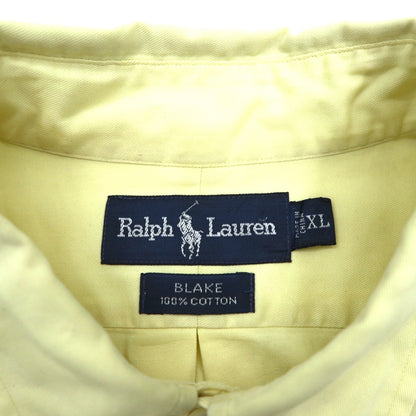 Ralph Lauren 90s BLAKE Short Sleeve Oxford Button-Down Shirt, Size XL, Yellow Cotton with Small Pony Embroidery
