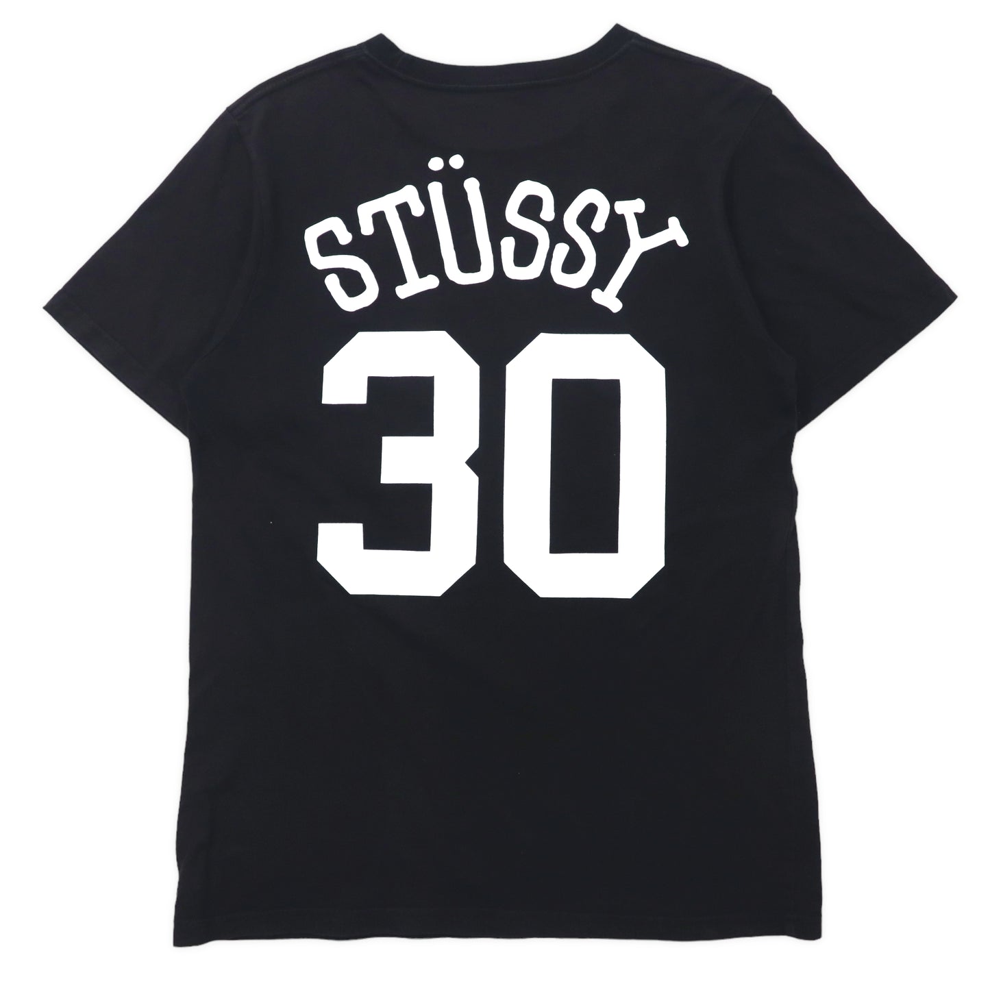 Stussy × UNDEFEATED Print T-Shirt M Black Cotton Named Ring Double 