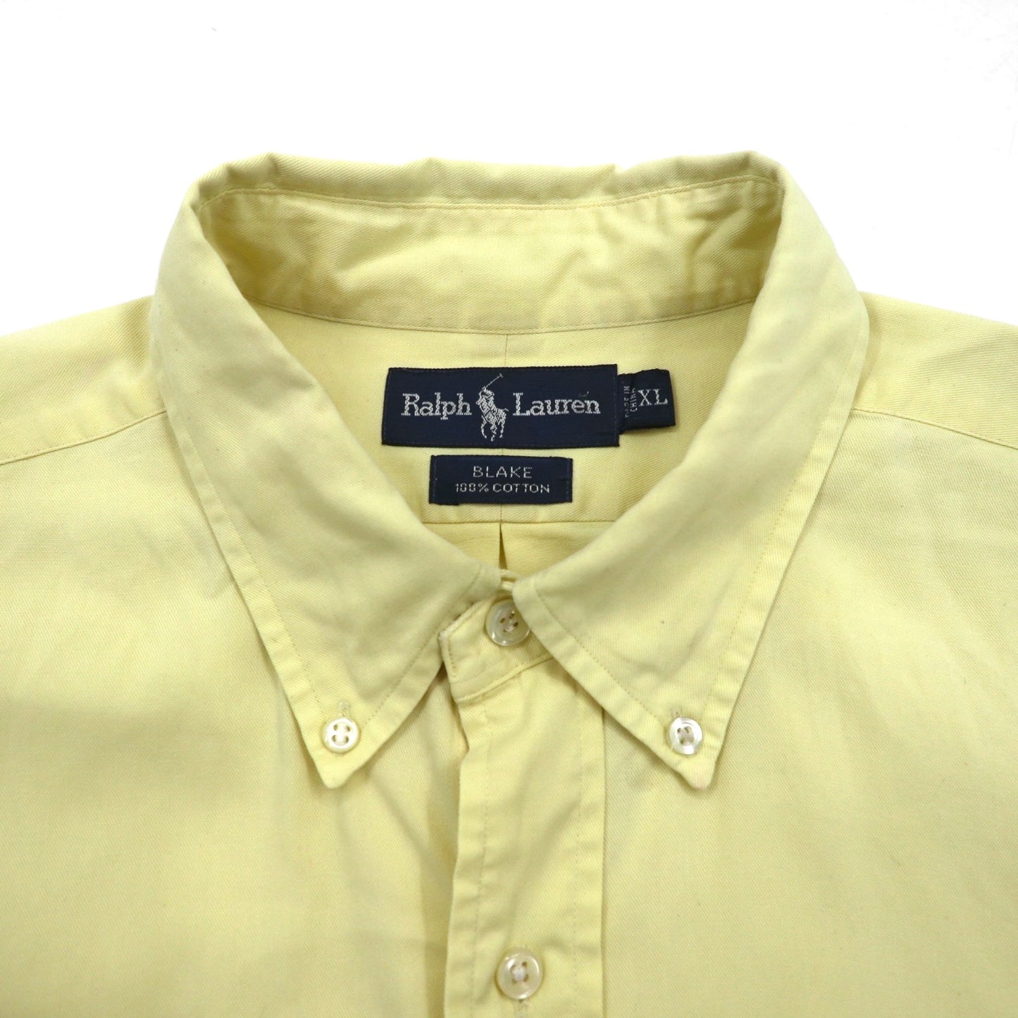 Ralph Lauren 90s BLAKE Short Sleeve Oxford Button-Down Shirt, Size XL, Yellow Cotton with Small Pony Embroidery