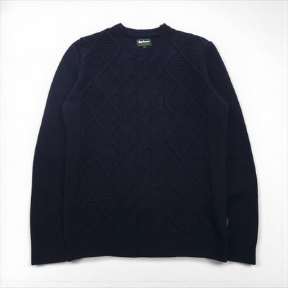 Barbour フィッシャーマン アラン ニット セーター M ネイビー ウール CLASSIC TARTAN MKN1059NY94