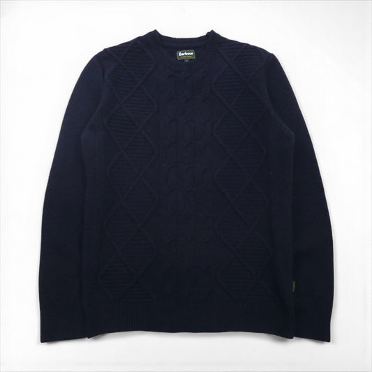 Barbour フィッシャーマン アラン ニット セーター M ネイビー ウール CLASSIC TARTAN MKN1059NY94