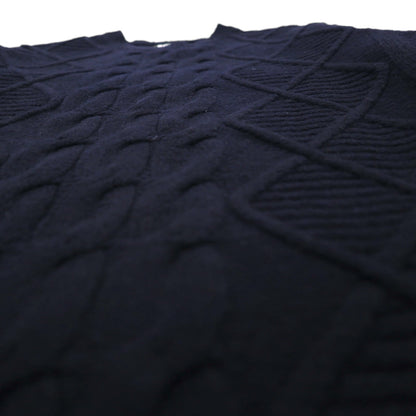 Barbour フィッシャーマン アラン ニット セーター M ネイビー ウール CLASSIC TARTAN MKN1059NY94