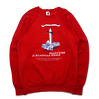 FRUIT OF THE LOOM 80s USA made printed sweatshirt L Red cotton brushed lining