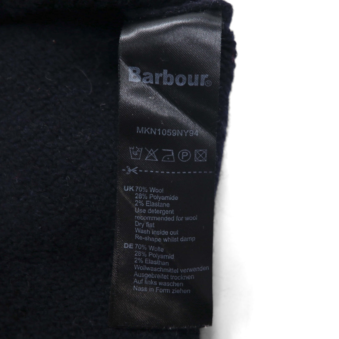 Barbour フィッシャーマン アラン ニット セーター M ネイビー ウール CLASSIC TARTAN MKN1059NY94