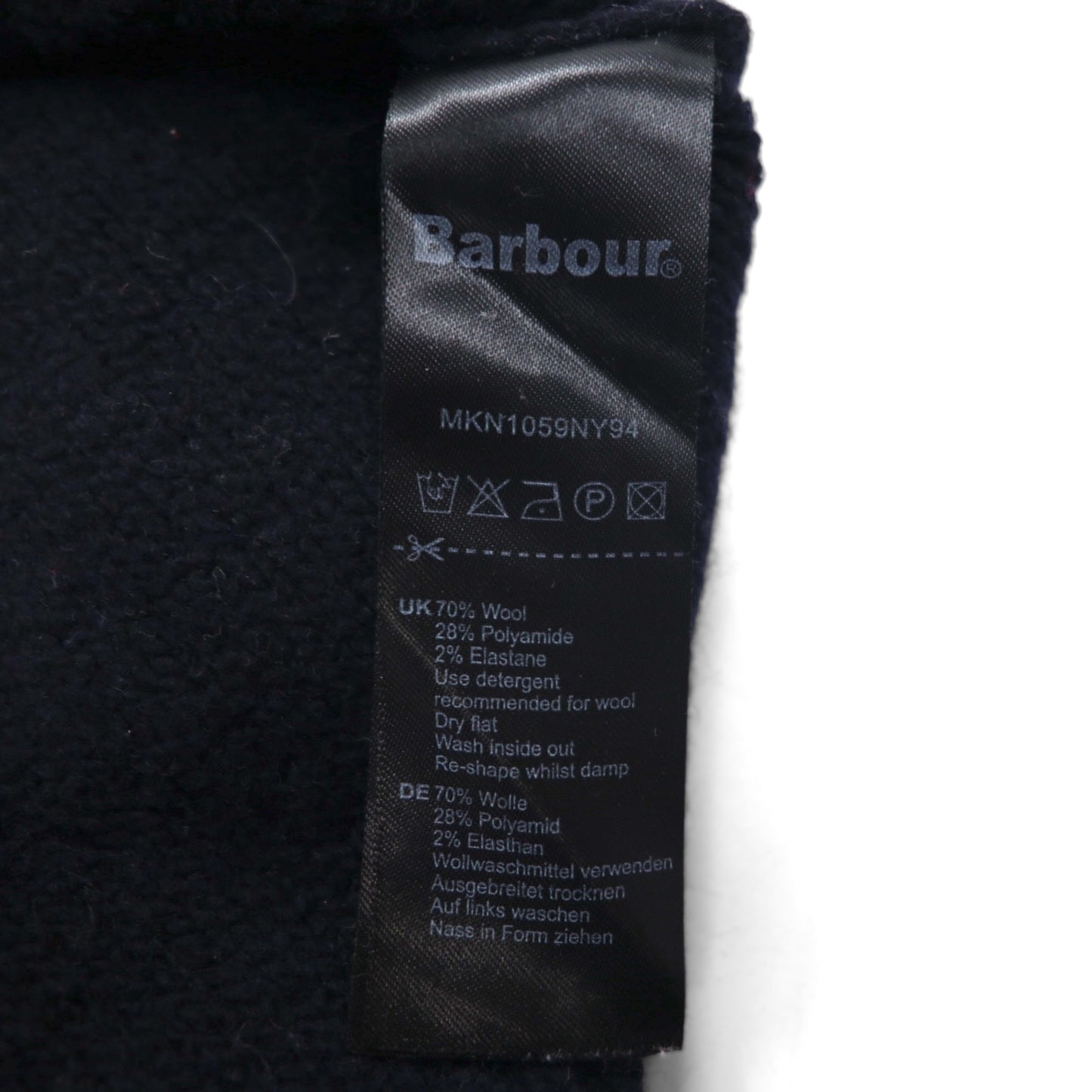 Barbour フィッシャーマン アラン ニット セーター M ネイビー ウール CLASSIC TARTAN MKN1059NY94