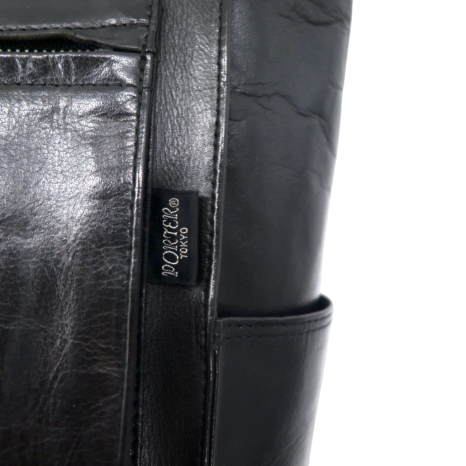 PORTER Frank All Leather Tote Bag Black Horsehide Horse Leather FRANK Made in Japan