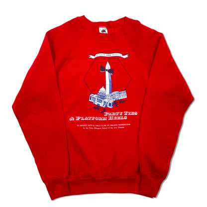 FRUIT OF THE LOOM 80年代 USA製 プリント スウェット L レッド コットン 裏起毛