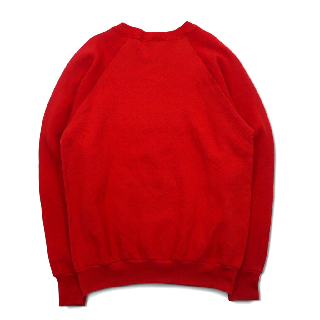 FRUIT OF THE LOOM 80s USA made printed sweatshirt L Red cotton brushed lining