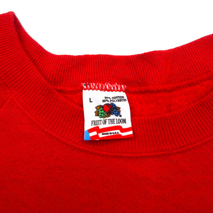 FRUIT OF THE LOOM 80年代 USA製 プリント スウェット L レッド コットン 裏起毛