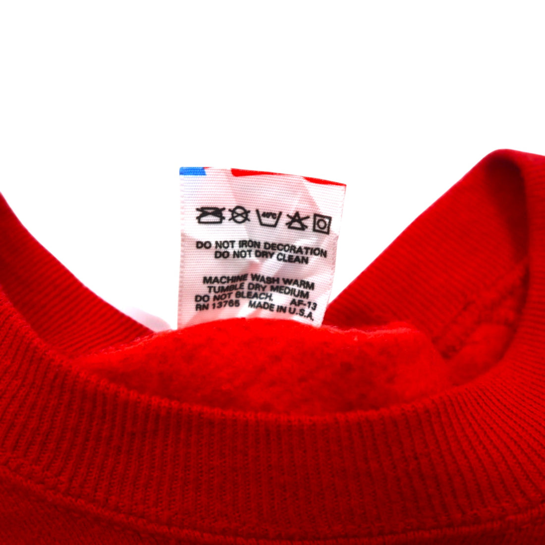 FRUIT OF THE LOOM 80s USA made printed sweatshirt L Red cotton brushed lining
