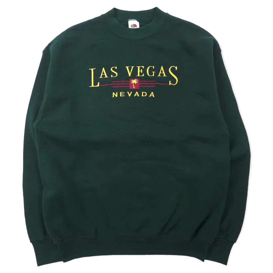 日本然リトテ-古着オンライン-FRUIT OF THE LOOM USA製 90年代 刺繍 スウェット L グリーン コットン 裏起毛 LAS VEGAS-Fruit of the Loom USA Made 90s Embroidery Sweatshirt L Green Cotton Brushed Lining Las Vegas