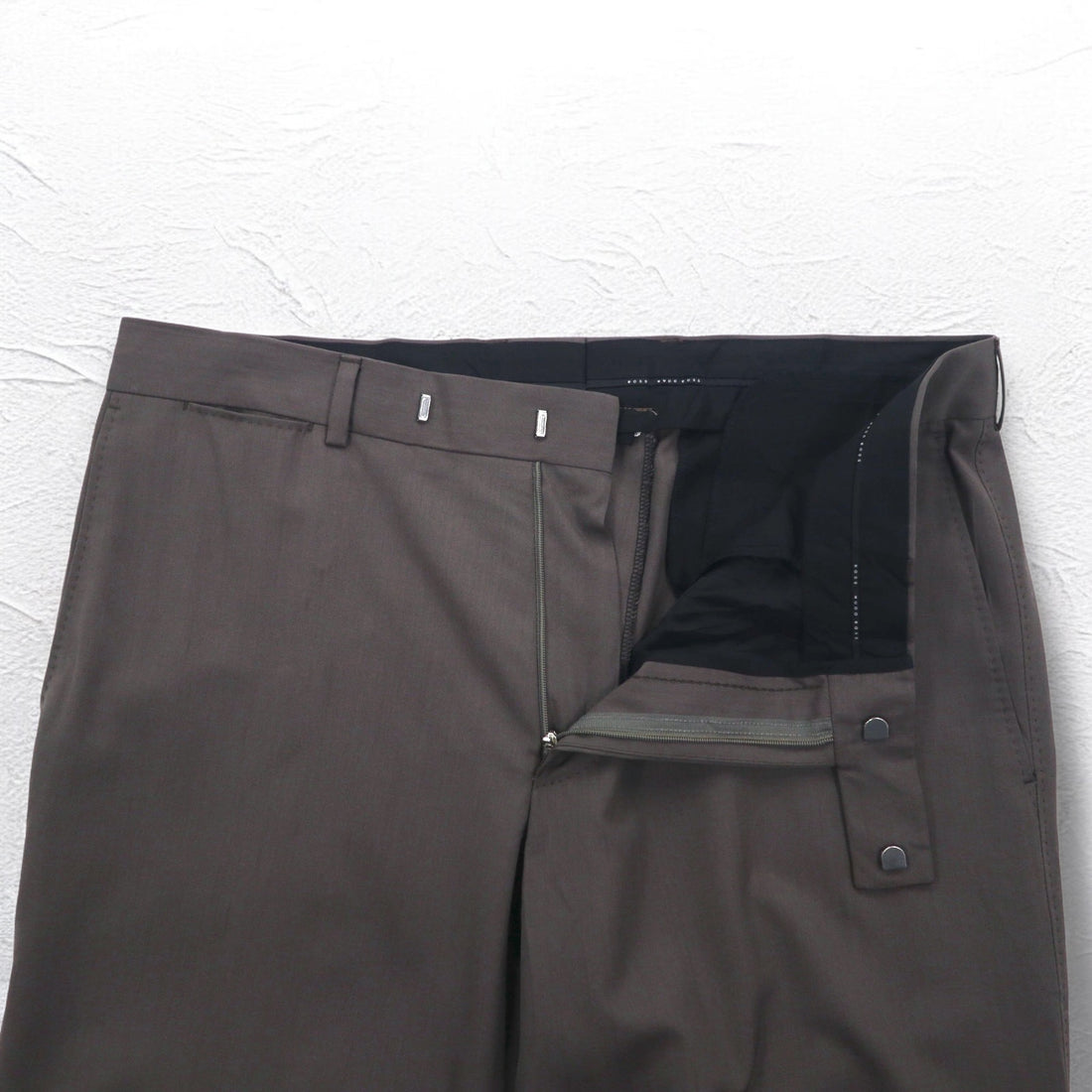 HUGO BOSS イタリア製 SUPER 120's ワイド スラックスパンツ スーツ XL グレー BIO TECH バイオテック GUABELLO
