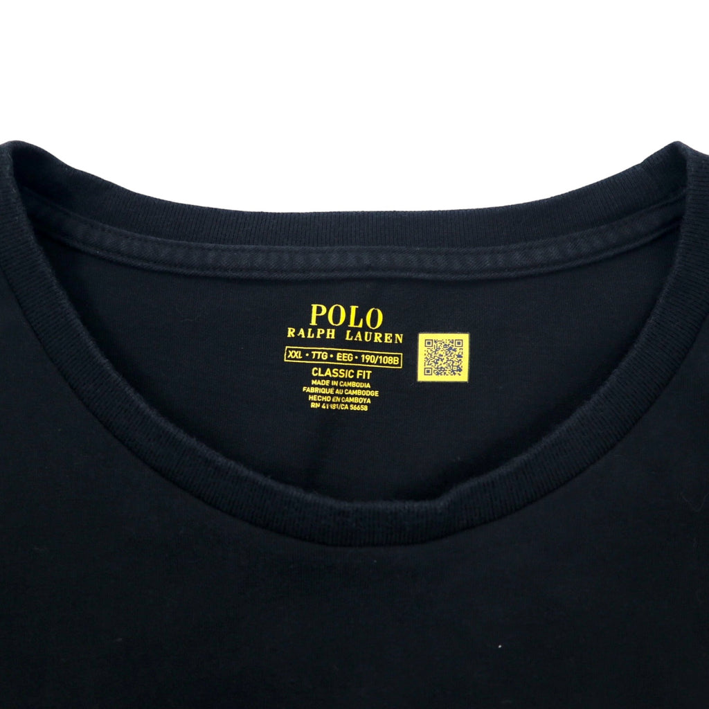 POLO RALPH LAUREN Logo Print T-Shirt XXL Black Cotton CLASSIC FIT Small Pony Embroidery Big Size