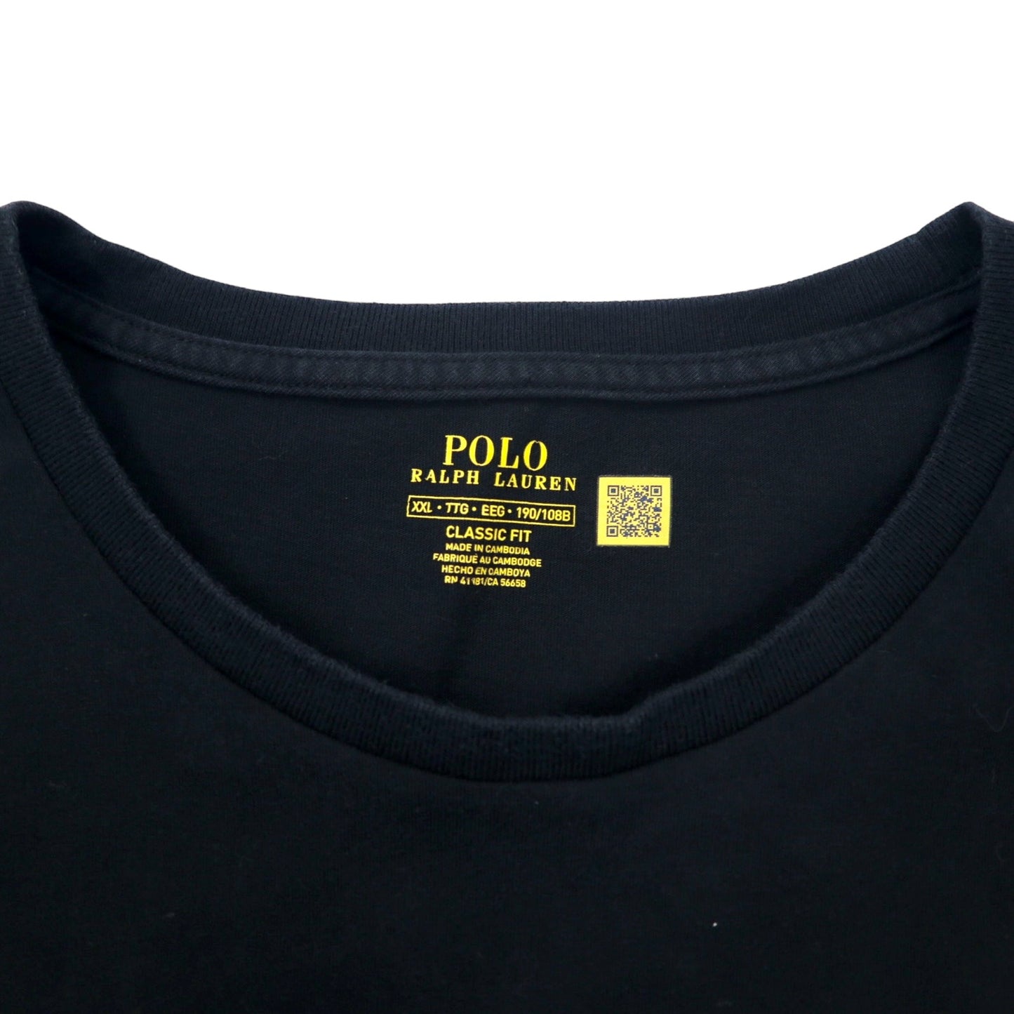 POLO RALPH LAUREN ロゴプリント Tシャツ XXL ブラック コットン CLASSIC FIT スモールポニー 刺繍 ビッグサイズ