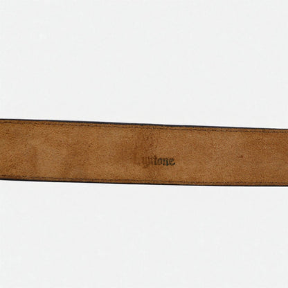 Lyntone USA製 リザード型押し レザー ウエスタンベルト 38 ブラック 牛革 シルバー ゴールド バックル